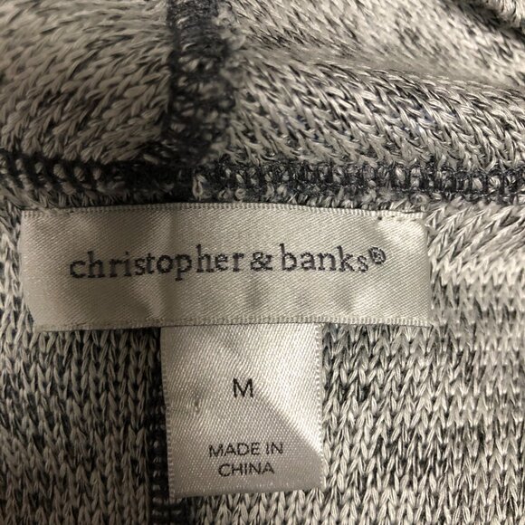 Christopher and Banks Cardigan Womens Size Medium Gray Draped Open Front Sweater - Picture 5 of 8